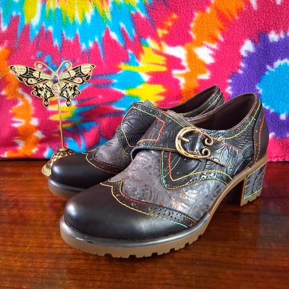 Spring Step L'Artiste Leather Booties Artisan Design Buckle And Adjustable Strap - Picture 1 of 15